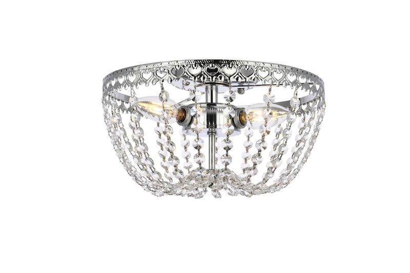 Elegant Lighting 1112F12C Three Light Flush Mount, Chrome