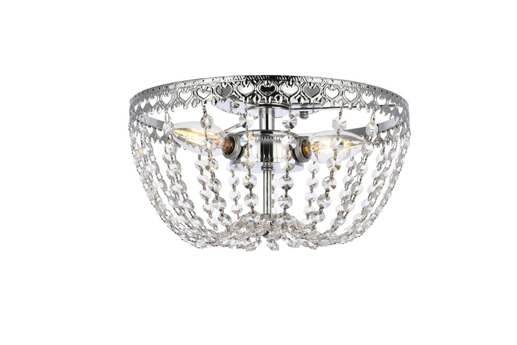 Elegant Lighting 1112F12C Three Light Flush Mount, Chrome