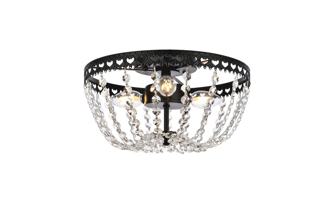 Elegant Lighting 1112F14BK Three Light Flush Mount, Black