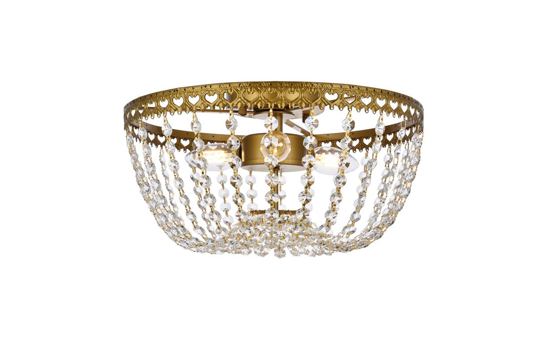 Elegant Lighting 1112F14BR Three Light Flush Mount, Brass