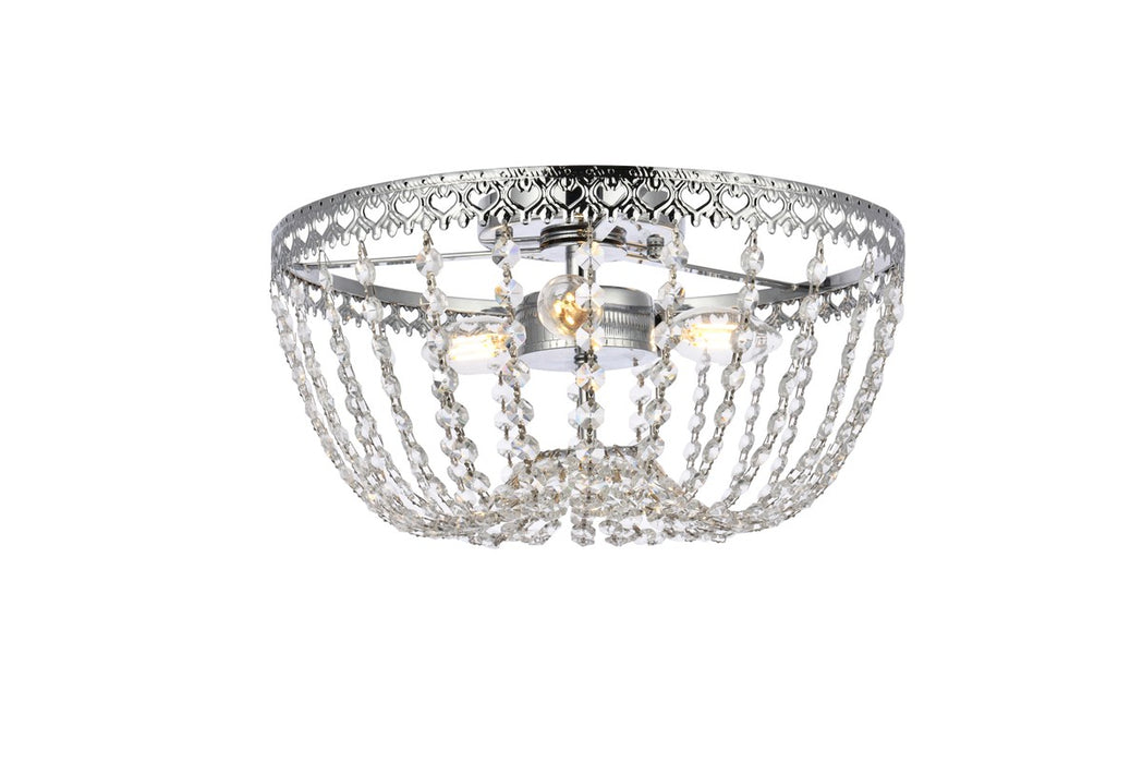 Elegant Lighting 1112F14C Three Light Flush Mount, Chrome