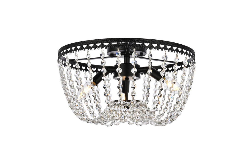 Elegant Lighting 1112F16BK Three Light Flush Mount, Black