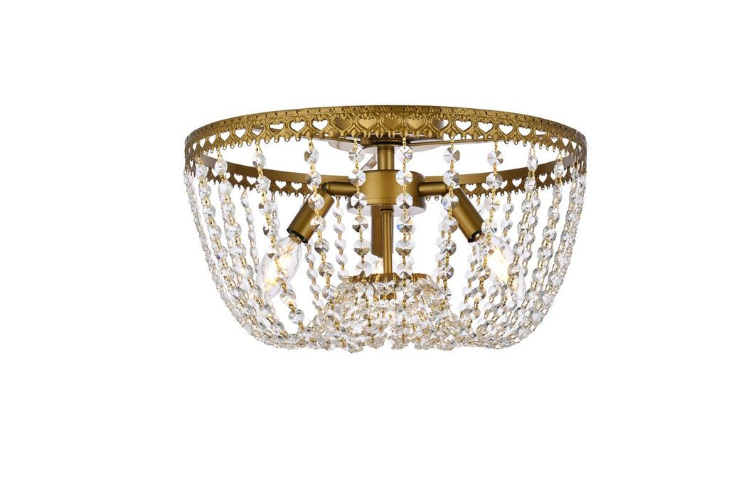 Elegant Lighting 1112F16BR Three Light Flush Mount, Brass