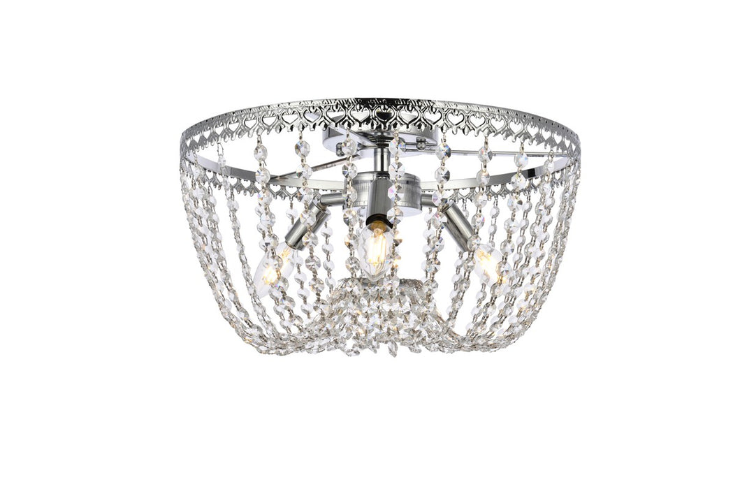 Elegant Lighting 1112F16C Three Light Flush Mount, Chrome