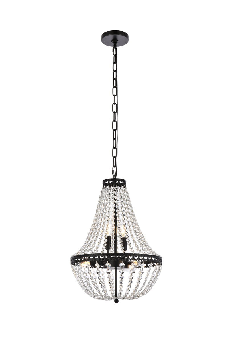 Elegant Lighting 1113D14BK Five Light Pendant, Black