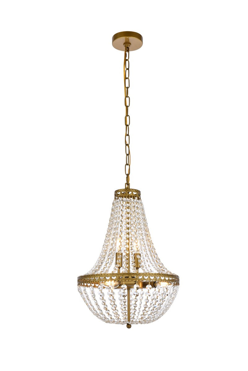 Elegant Lighting 1113D14BR Five Light Pendant, Brass