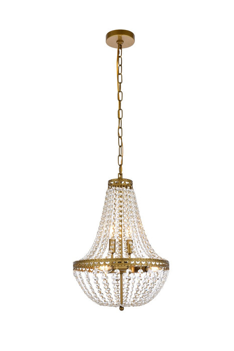 Elegant Lighting 1113D14BR Five Light Pendant, Brass
