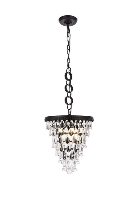 Elegant Lighting 1219D13BK/RC Three Light Pendant, Black