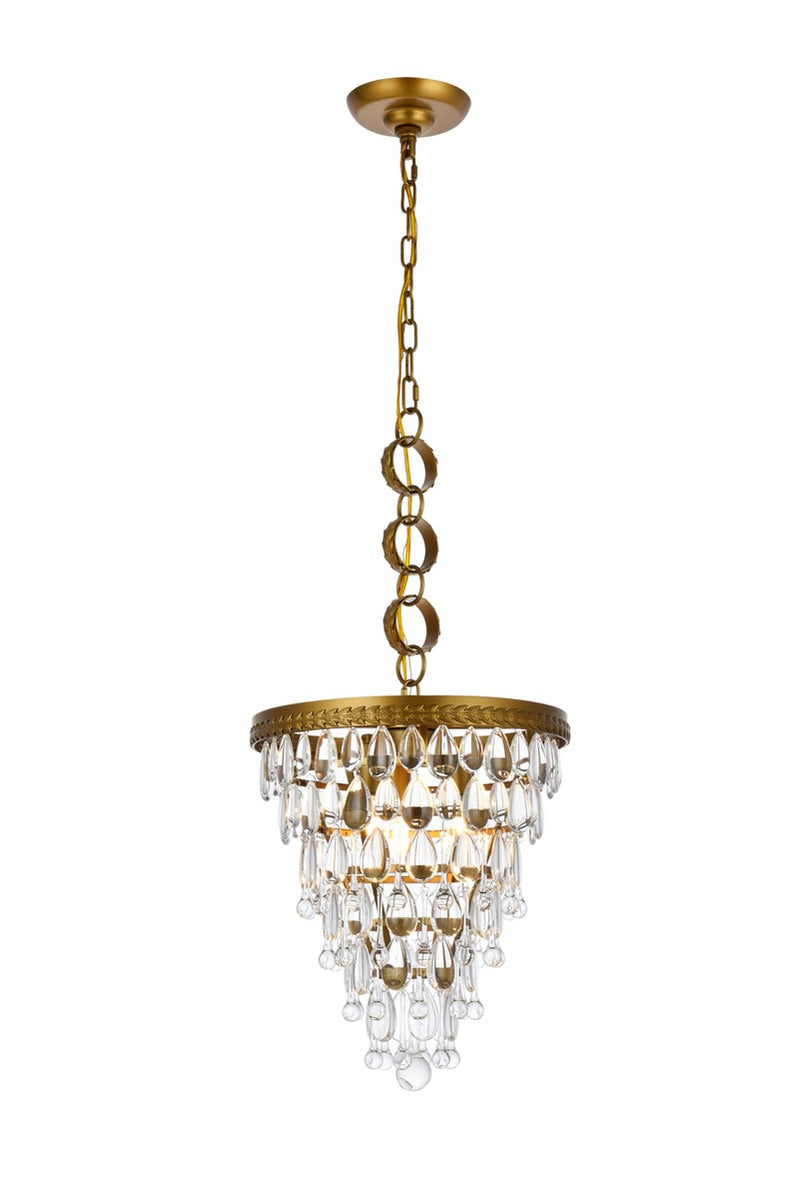 Elegant Lighting 1219D13BR/RC Three Light Pendant, Brass