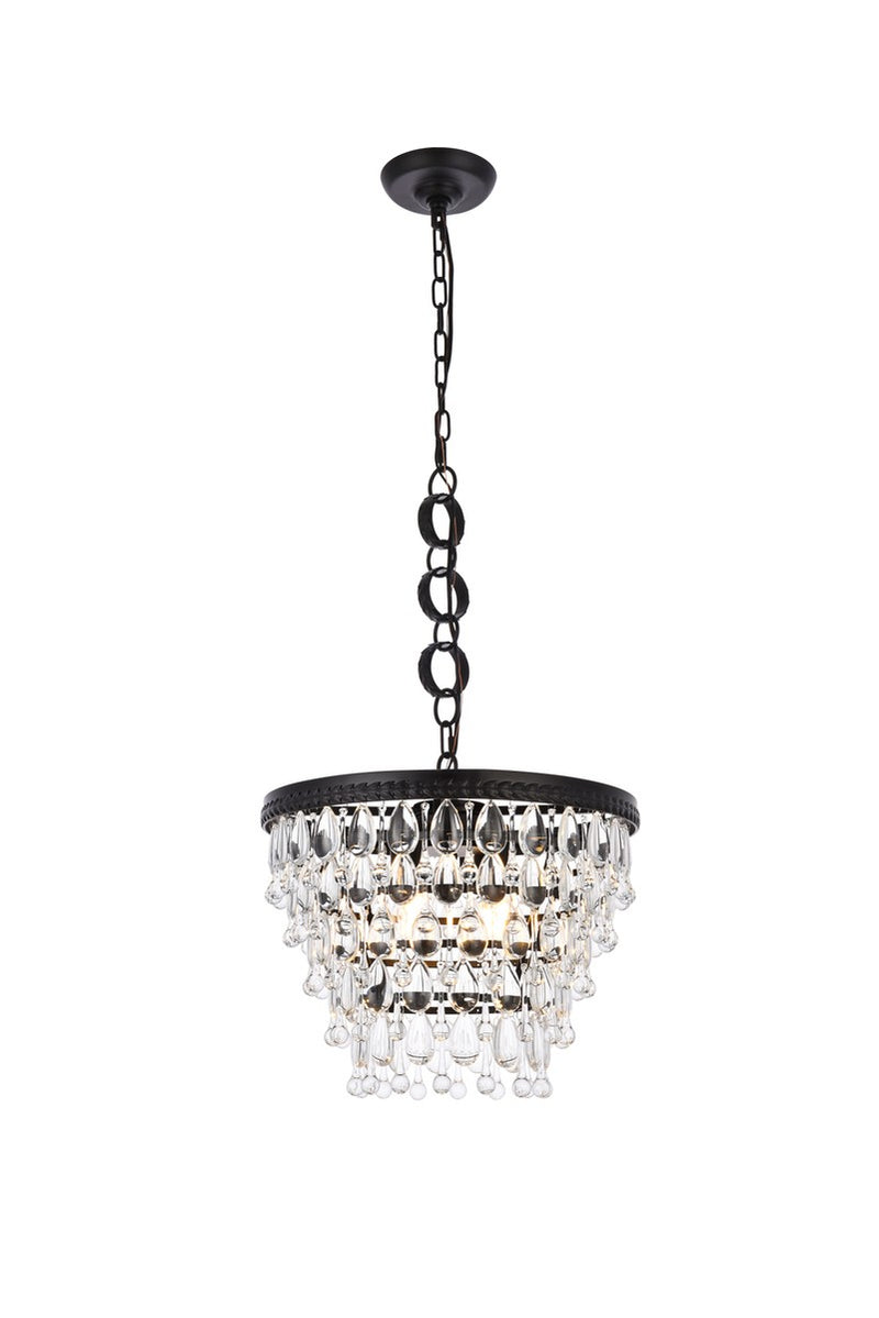 Elegant Lighting 1219D16BK/RC Four Light Pendant, Black