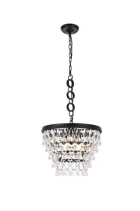 Elegant Lighting 1219D16BK/RC Four Light Pendant, Black