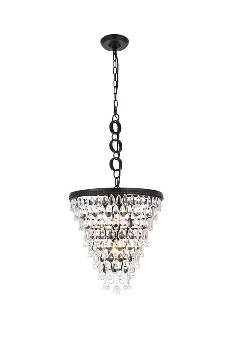 Elegant Lighting 1219D18BK/RC Five Light Pendant, Black