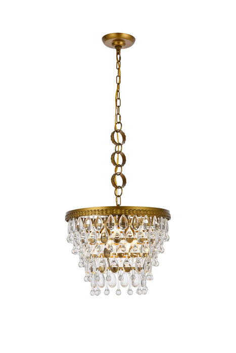 Elegant Lighting 1219D16BR/RC Four Light Pendant, Brass