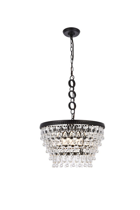 Elegant Lighting 1219D19BK/RC Five Light Pendant, Black