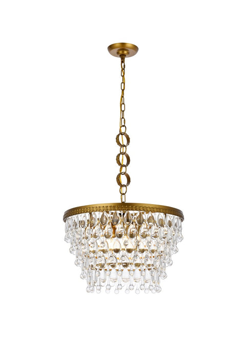 Elegant Lighting 1219D19BR/RC Five Light Pendant, Brass