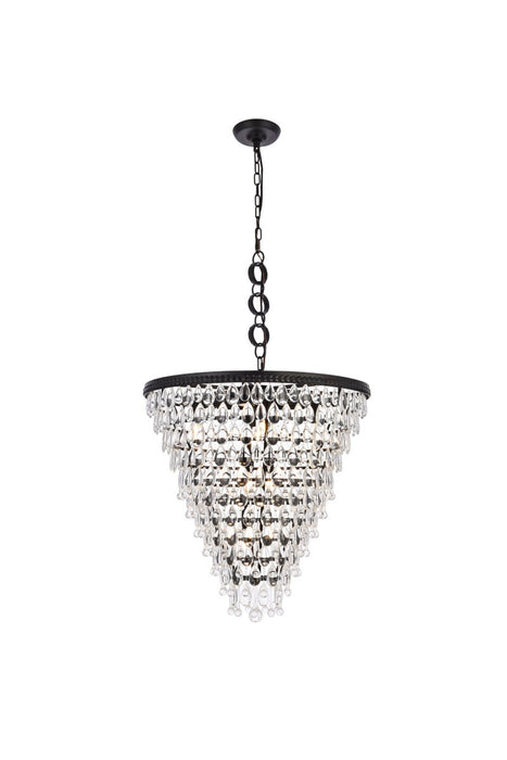 Elegant Lighting 1219D24BK/RC Seven Light Chandelier, Black