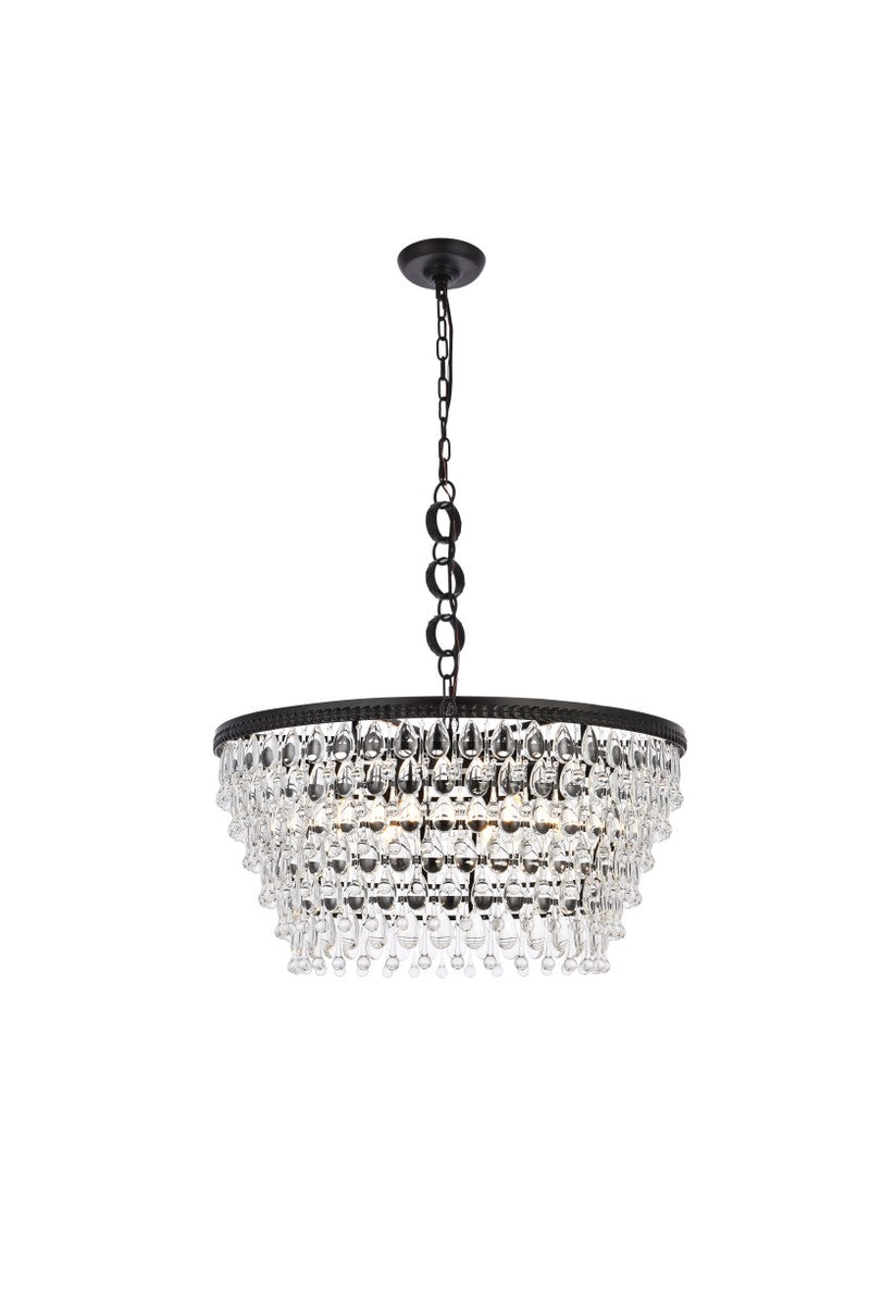 Elegant Lighting 1219D28BK/RC Six Light Chandelier, Black