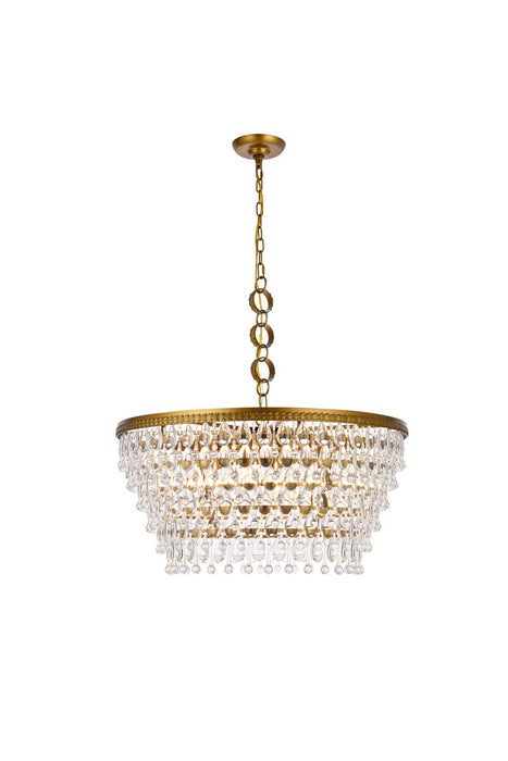 Elegant Lighting 1219D28BR/RC Six Light Chandelier, Brass