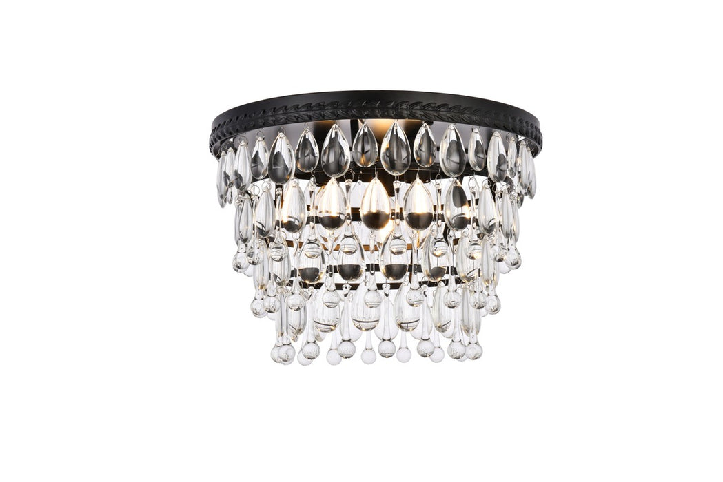 Elegant Lighting 1219F15BK/RC Three Light Flush Mount, Black