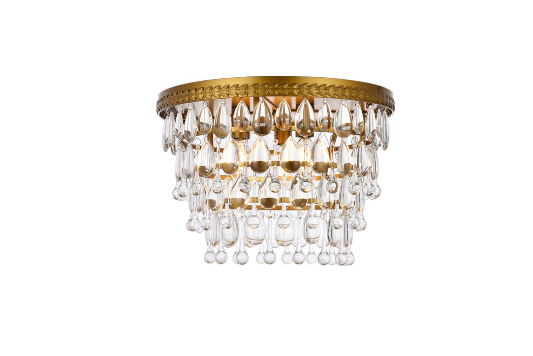 Elegant Lighting 1219F15BR/RC Three Light Flush Mount, Brass