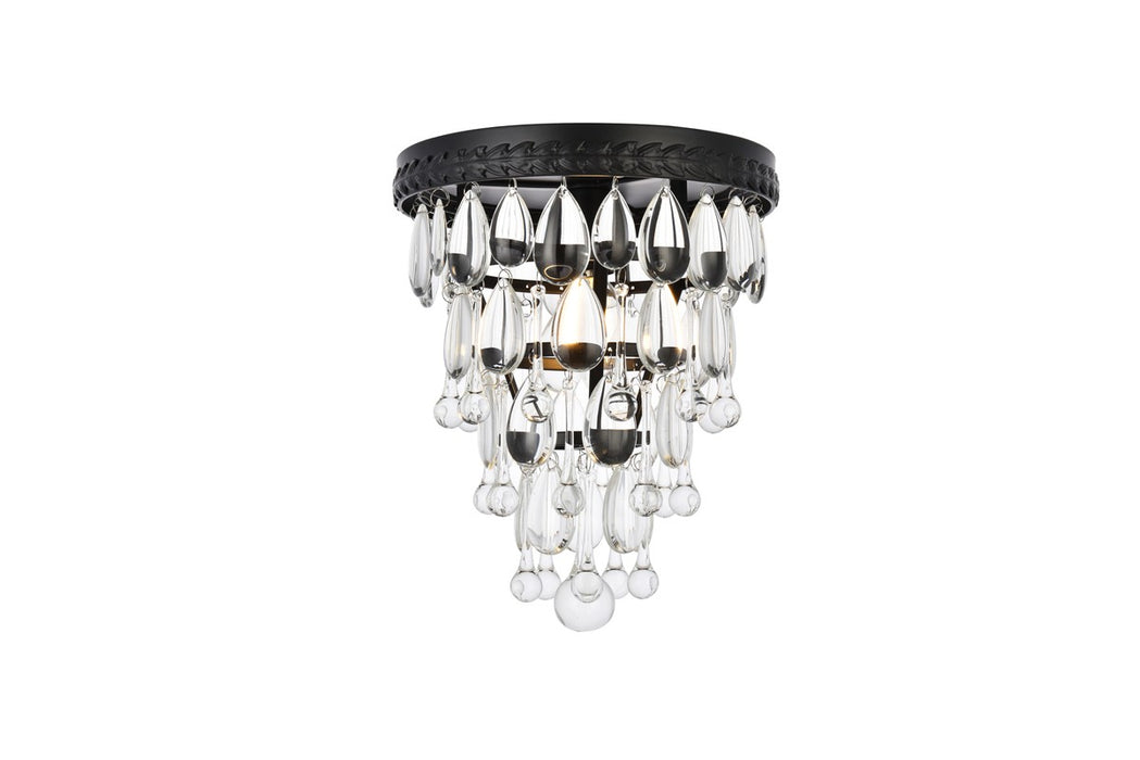 Elegant Lighting 1219F9BK/RC One Light Flush Mount, Black