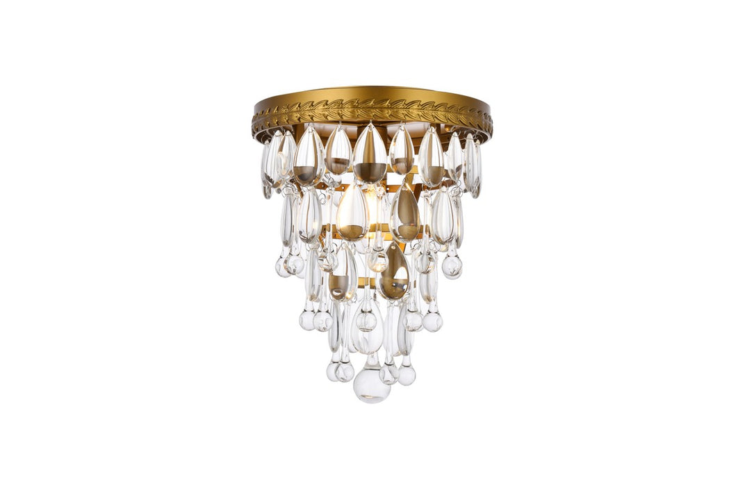 Elegant Lighting 1219F9BR/RC One Light Flush Mount, Brass