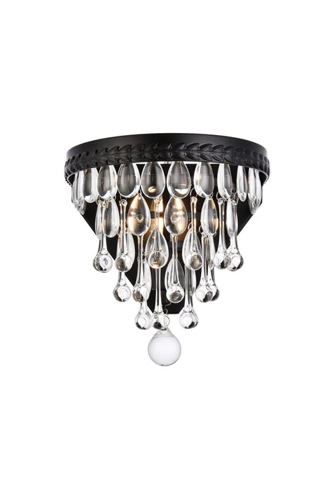Elegant Lighting 1219W9BK/RC One Light Wall Sconce, Black