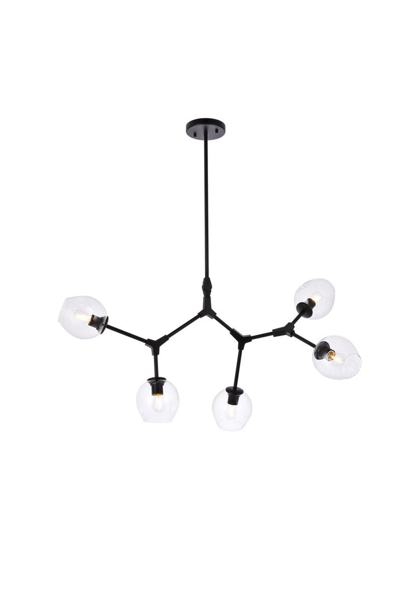 Elegant Lighting 1712D42BK Five Light Chandelier, Black