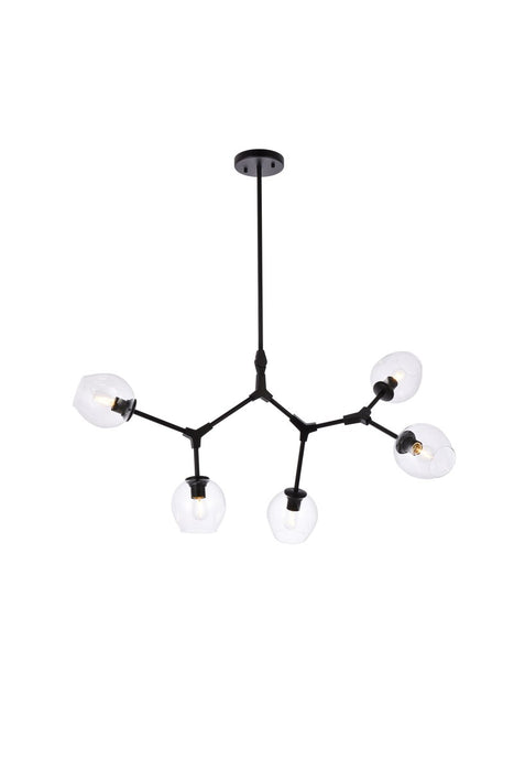 Elegant Lighting 1712D42BK Five Light Chandelier, Black