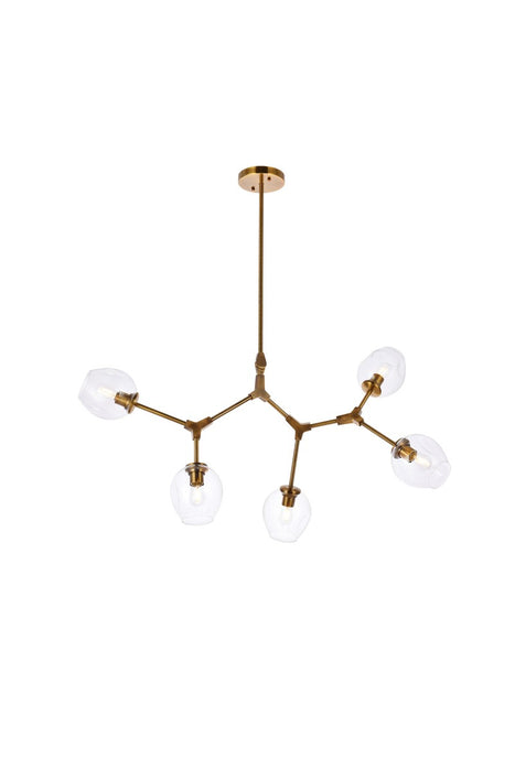 Elegant Lighting 1712D42BR Five Light Chandelier, Brass
