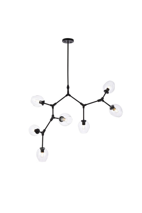 Elegant Lighting 1712G57BK Seven Light Chandelier, Black