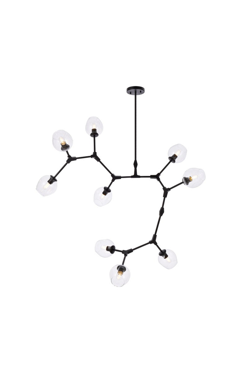 Elegant Lighting 1712G79BK Nine Light Chandelier, Black