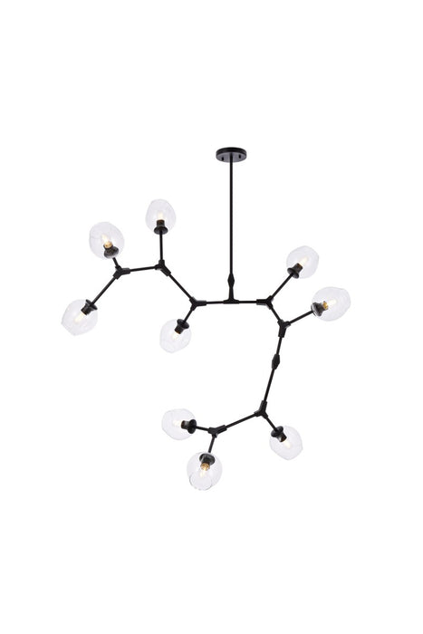 Elegant Lighting 1712G79BK Nine Light Chandelier, Black