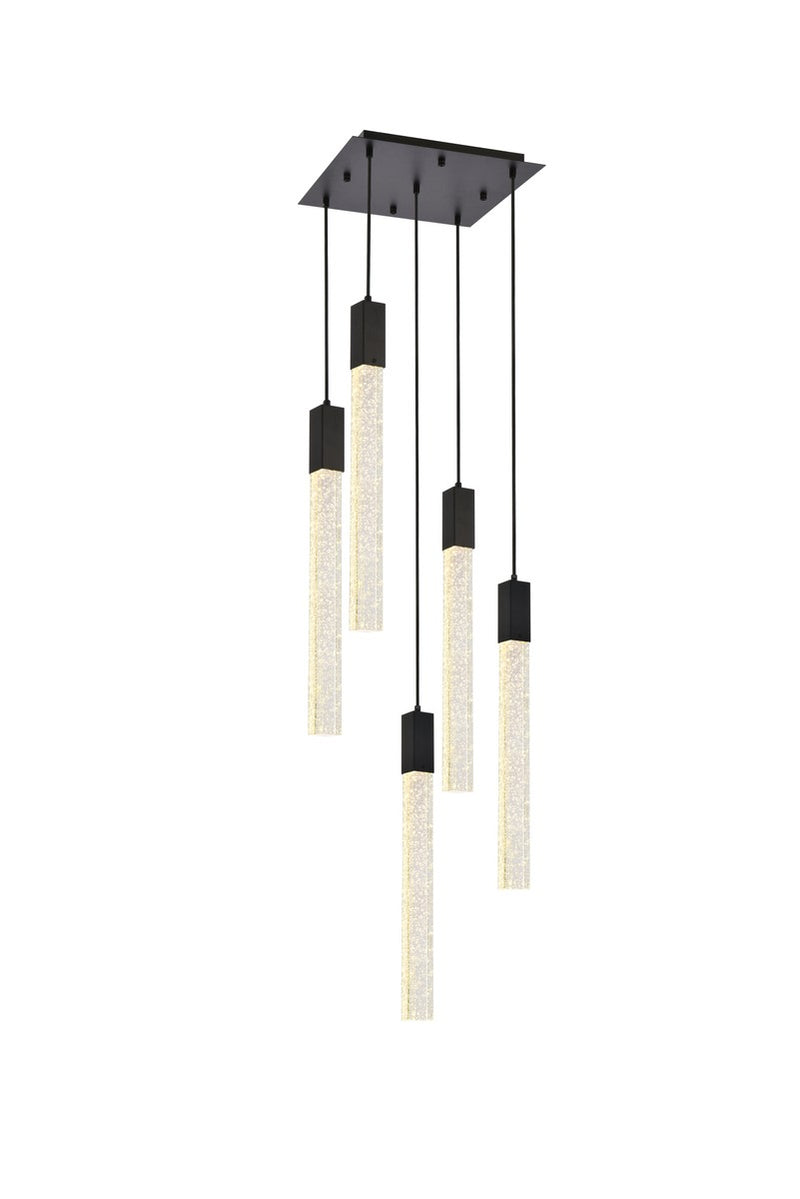 Elegant Lighting 2066D16BK Five Light Pendant, Black