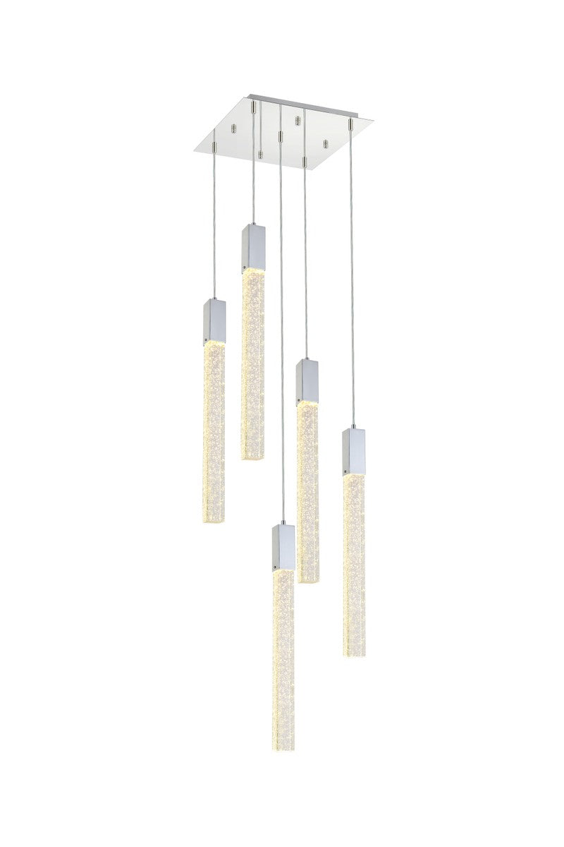 Elegant Lighting 2066D16C Five Light Pendant, Chrome