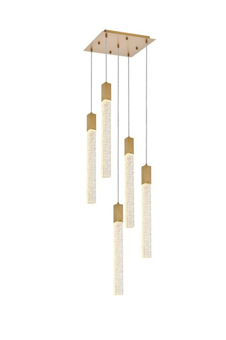 Elegant Lighting 2066D16SG Five Light Pendant, Satin Gold
