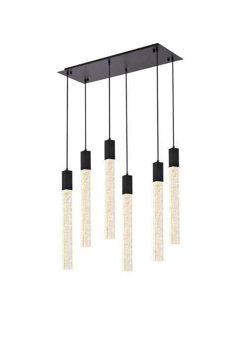 Elegant Lighting 2066D32BK Six Light Pendant, Black