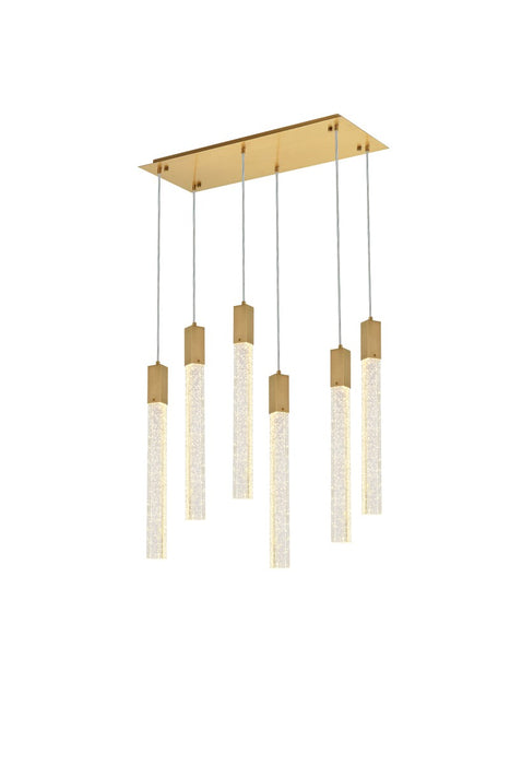 Elegant Lighting 2066D32SG Six Light Pendant, Satin Gold