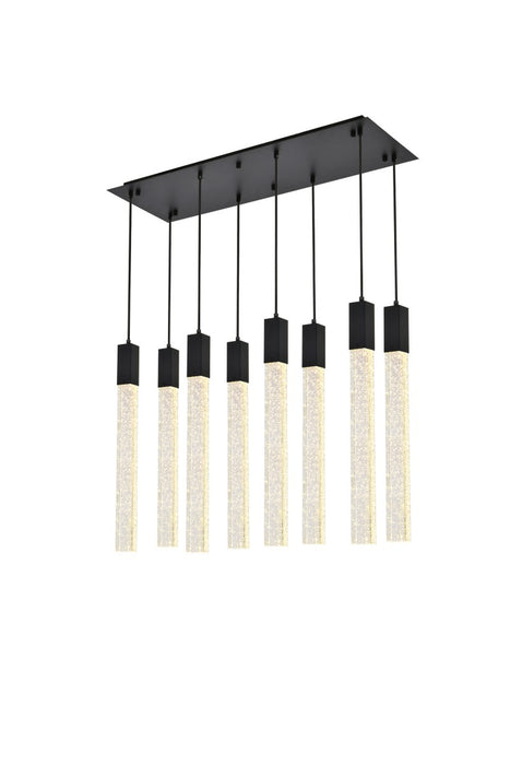 Elegant Lighting 2066D36BK Eight Light Pendant, Black