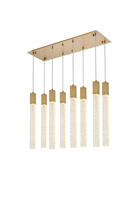Elegant Lighting 2066D36SG Eight Light Pendant, Satin Gold