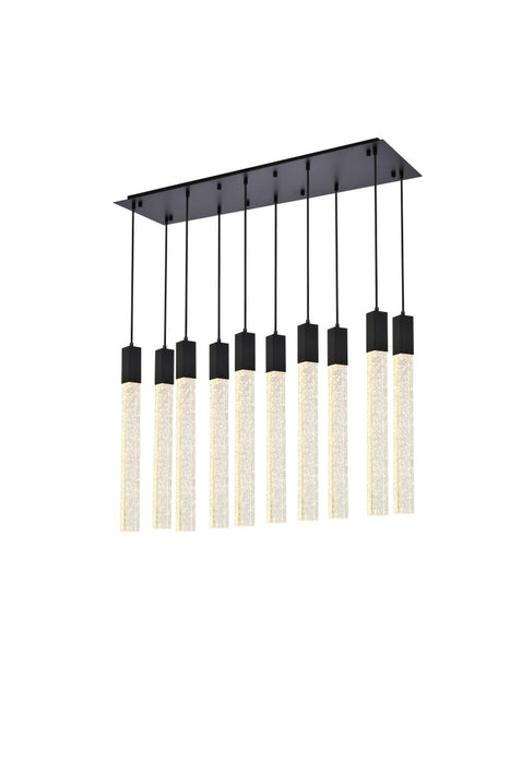 Elegant Lighting 2066D42BK Ten Light Pendant, Black