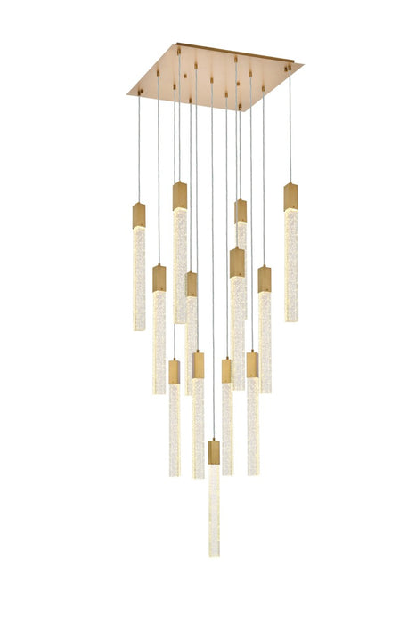 Elegant Lighting 2066G26SG 13 Light Pendant, Satin Gold