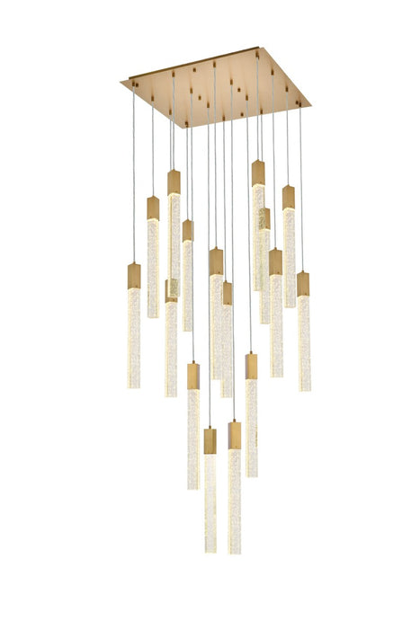 Elegant Lighting 2066G30SG 16 Light Pendant, Satin Gold
