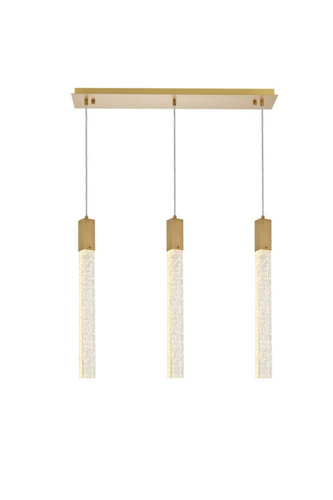 Elegant Lighting 2066S32SG Three Light Pendant, Satin Gold