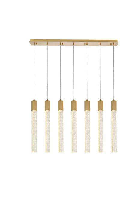 Elegant Lighting 2066S42SG Seven Light Pendant, Satin Gold