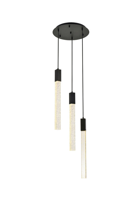 Elegant Lighting 2067D16BK Three Light Pendant, Black