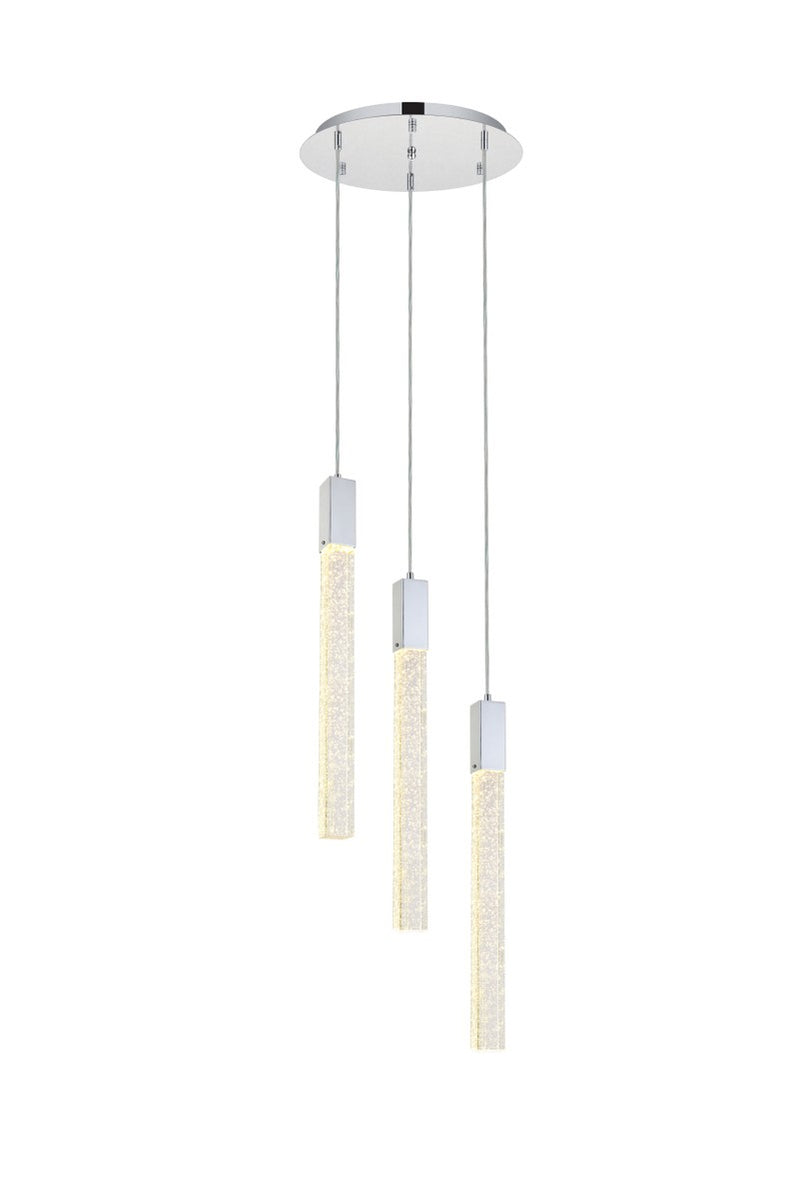 Elegant Lighting 2067D16C Three Light Pendant, Chrome