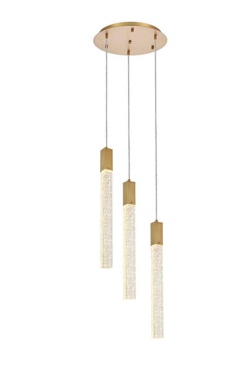 Elegant Lighting 2067D16SG Three Light Pendant, Satin Gold