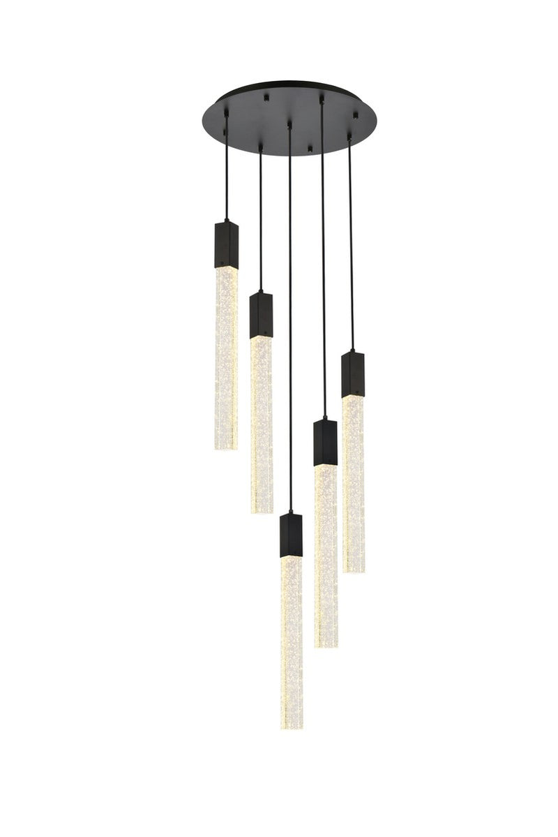 Elegant Lighting 2067D20BK Five Light Pendant, Black