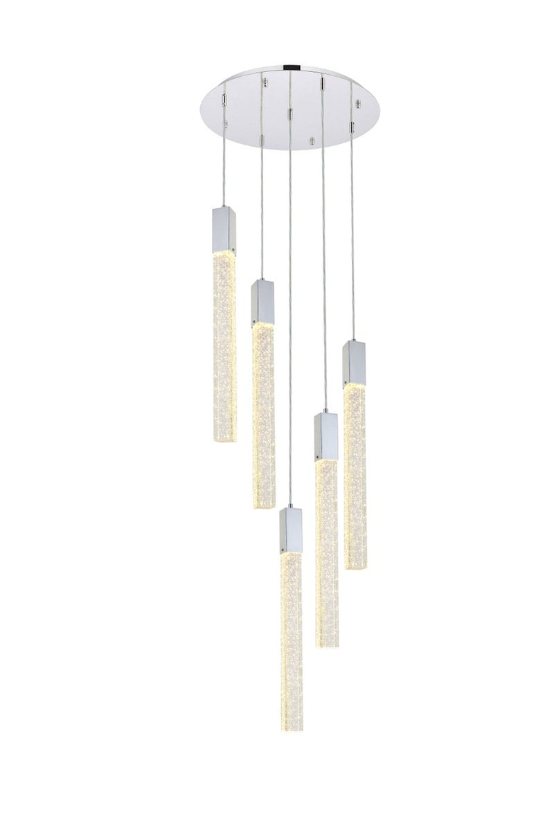 Elegant Lighting 2067D20C Five Light Pendant, Chrome
